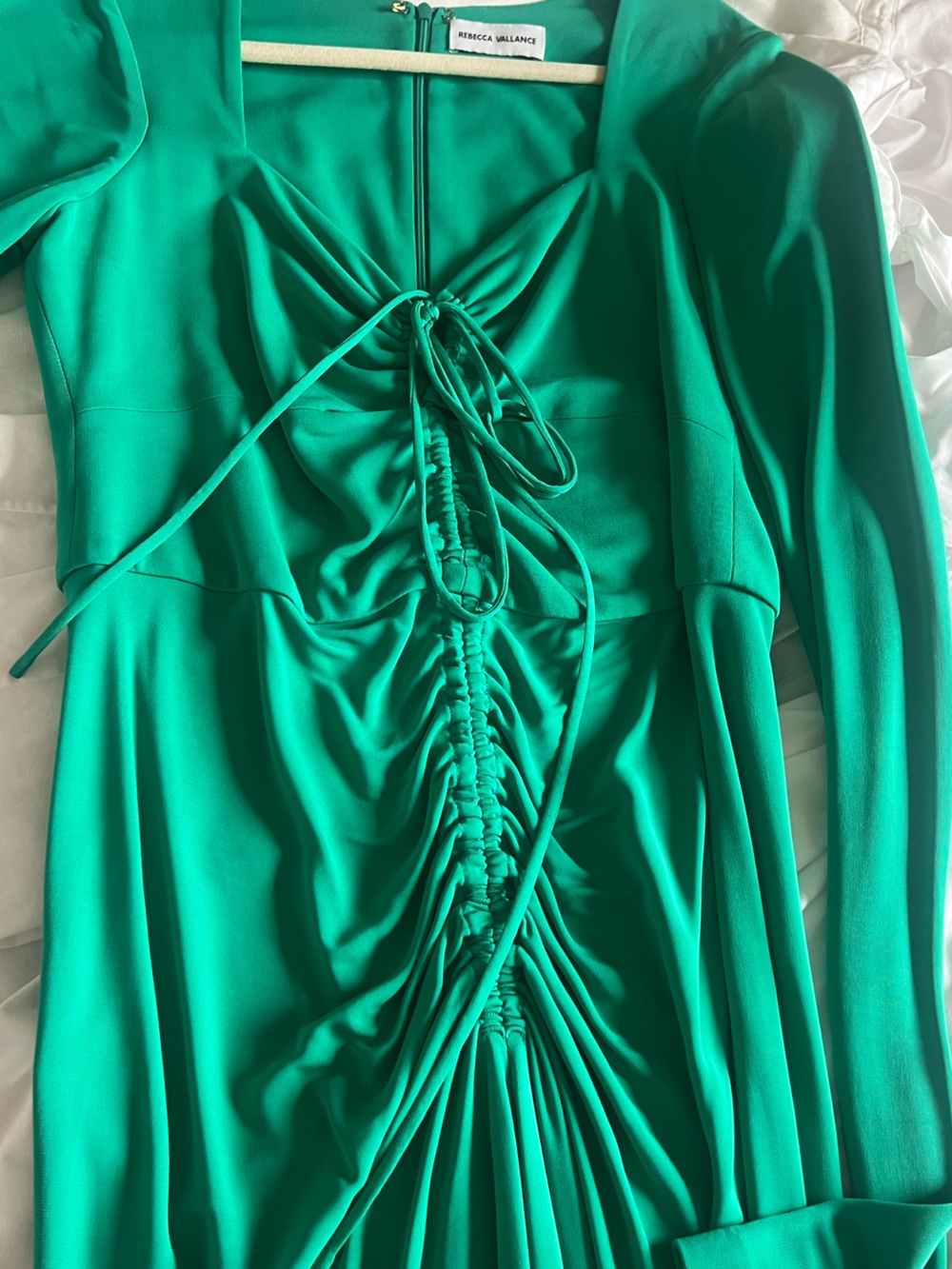 Rebecca Vallance Teal Ruched Drawstring Long Sleeve Top